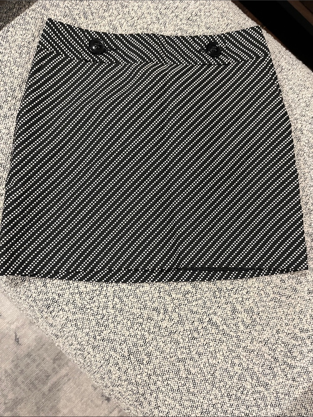 Jacob Black and White Diagonal Dot-Striped Mini Skirt